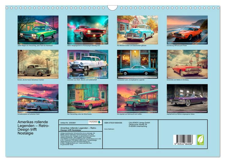 Produktbild: Amerikas rollende Legenden &ndash; Retro-Design trifft Nostalgie (Wandkalender 2026 DIN A3 quer), CALVENDO Monatskalender