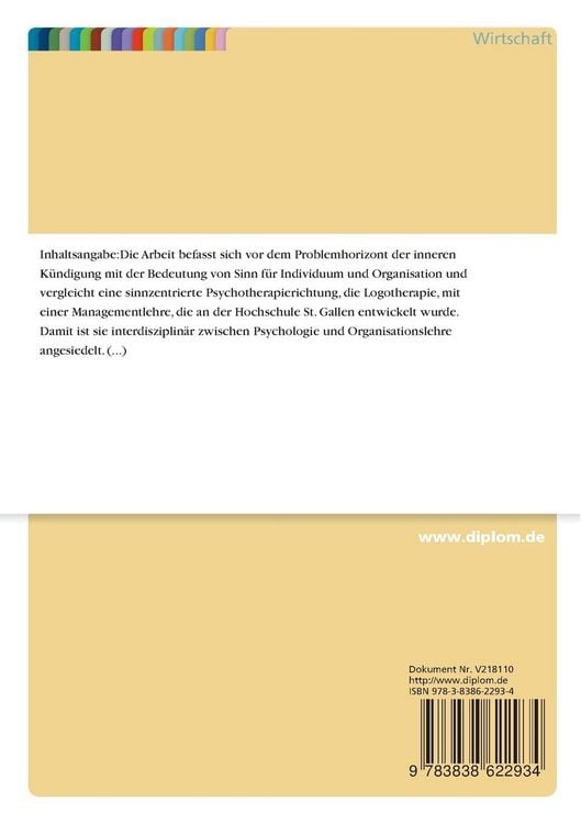 Produktbild: Die Bedeutung von Sinn f&uuml;r Individuum und Organisation