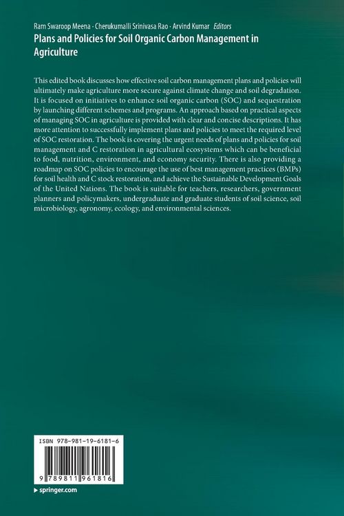 Produktbild: Plans and Policies for Soil Organic Carbon Management in Agriculture