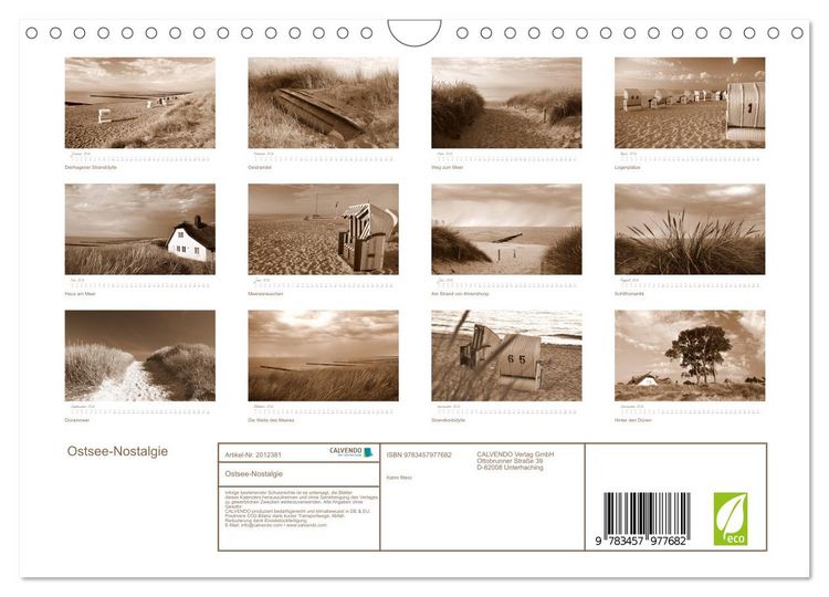 Produktbild: Ostsee-Nostalgie (Wandkalender 2026 DIN A4 quer), CALVENDO Monatskalender