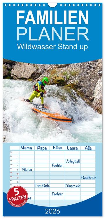 Produktbild: Familienplaner 2026 - Wildwasser Stand up mit 5 Spalten (Wandkalender, 21 x 45 cm) CALVENDO