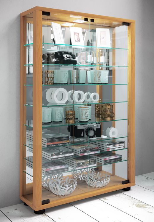 Produktbild: Glas Stand Vitrine Sammelvitrine Lumo Mini Spiegel
