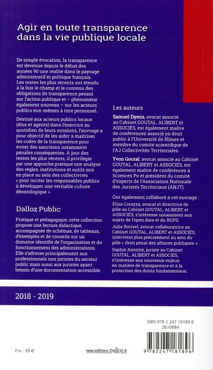 Produktbild: Agir en Toute Transparence Dans la Vie Publique Locale