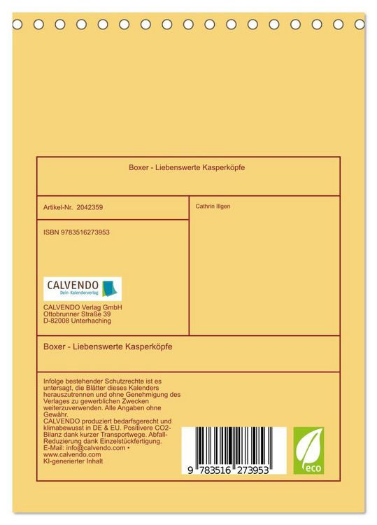 Produktbild: Boxer - Liebenswerte Kasperk&ouml;pfe (Tischkalender 2026 DIN A5 hoch), CALVENDO Monatskalender
