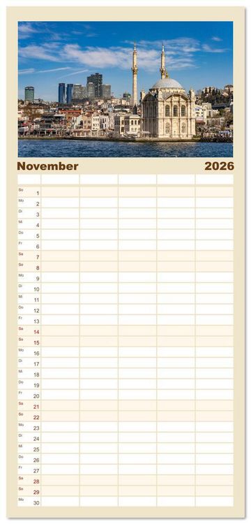Produktbild: Familienplaner 2026 - T&uuml;rkei - Istanbul mit 5 Spalten (Wandkalender, 21 x 45 cm) CALVENDO