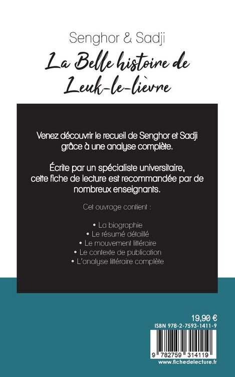 Produktbild: La Belle histoire de Leuk-le-li&egrave;vre de L&eacute;opold S&eacute;dar Senghor (fiche de lecture et analyse compl&egrave;te de l'oeuvre)