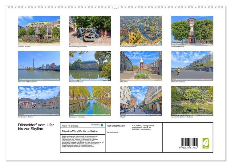 Produktbild: D&uuml;sseldorf Vom Ufer bis zur Skyline (hochwertiger Premium Wandkalender 2026 DIN A2 quer), Kunstdruck in Hochglanz