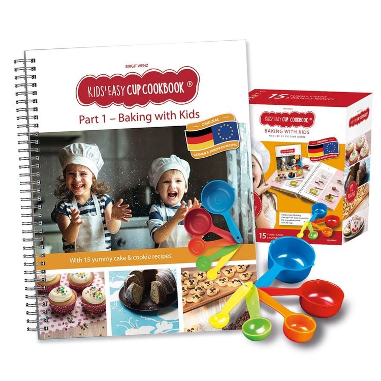 Produktbild: Kids Easy Cup Cookbook: Baking with Kids (Part 1), Baking box set incl. 5 colorful measuring cups