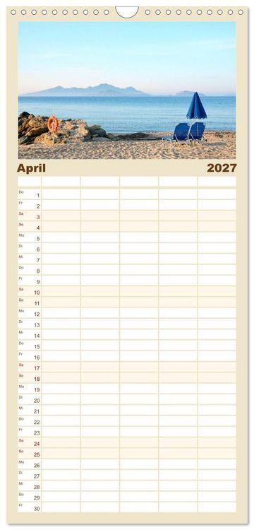Produktbild: Familienplaner 2027 - Griechische Insel Kos mit 5 Spalten (Wandkalender, 21 x 45 cm) CALVENDO