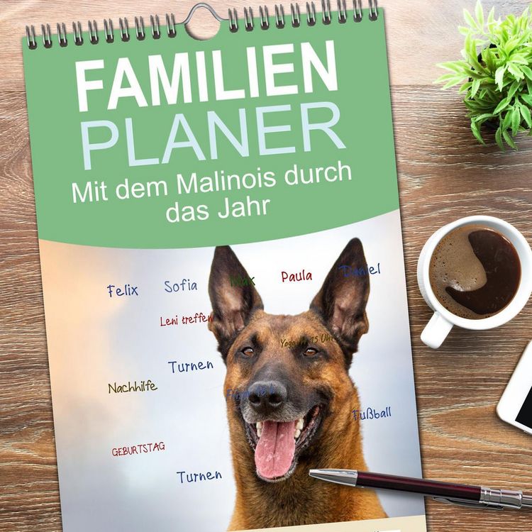 Produktbild: Familienplaner 2026 - Mit dem Malinois durch das Jahr mit 5 Spalten (Wandkalender, 21 x 45 cm) CALVENDO