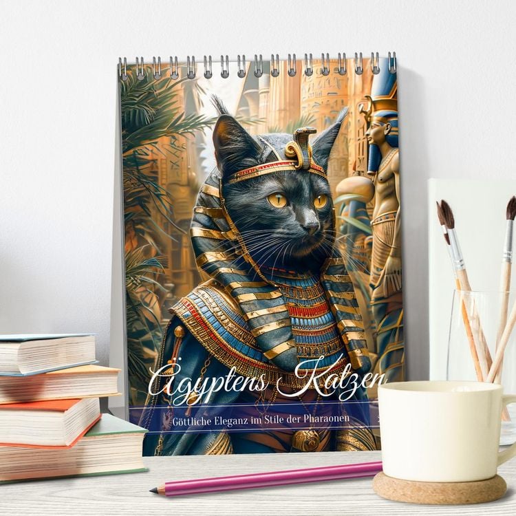 Produktbild: &Auml;gyptens Katzen - G&ouml;ttliche Eleganz im Stile der Pharaonen (Tischkalender 2026 DIN A5 hoch), CALVENDO Monatskalender