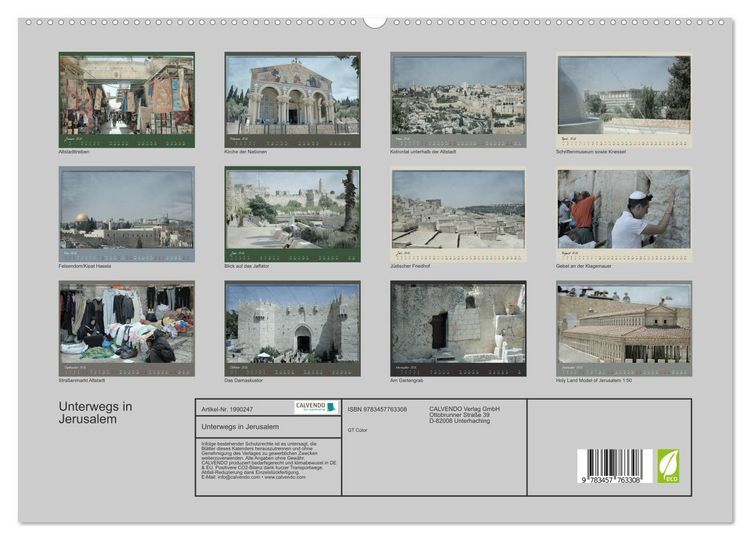 Produktbild: Unterwegs in Jerusalem (hochwertiger Premium Wandkalender 2026 DIN A2 quer), Kunstdruck in Hochglanz