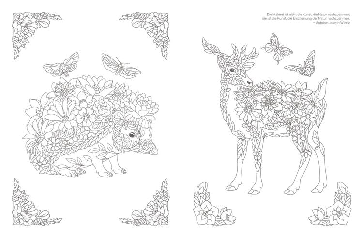 Produktbild: Inspiration Florale Tiere – 50 blumige Motive zum Ausmalen und Träumen