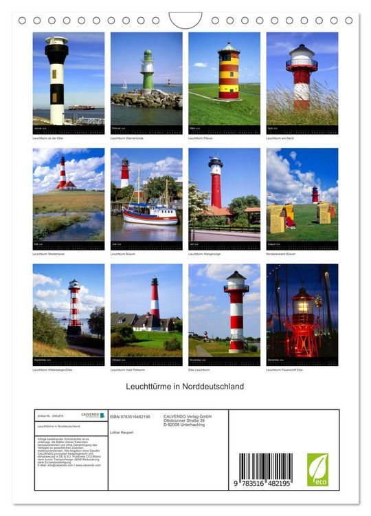Produktbild: Leuchtt&uuml;rme in Norddeutschland (Wandkalender 2026 DIN A4 hoch), CALVENDO Monatskalender