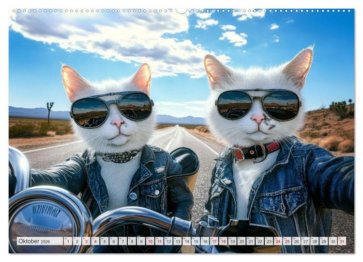 Produktbild: KATZEN-SELFIES Tierische Reiselust (hochwertiger Premium Wandkalender 2026 DIN A2 quer), Kunstdruck in Hochglanz