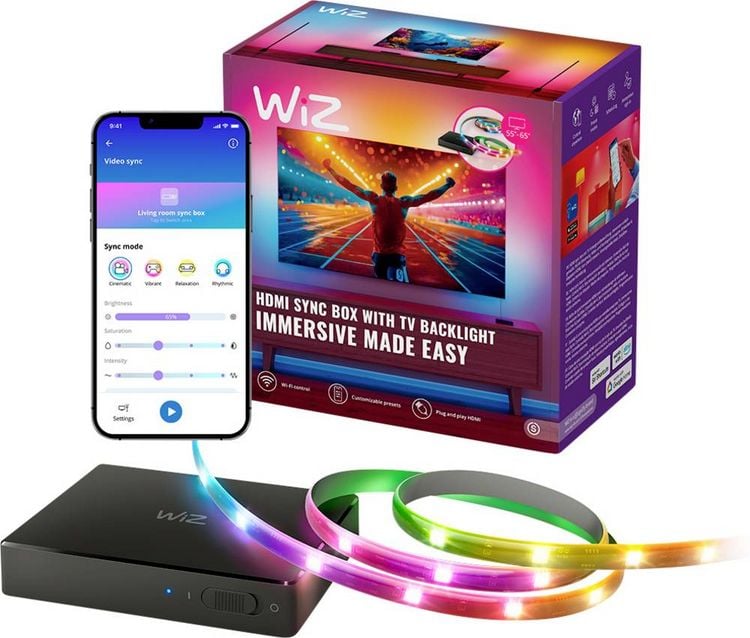 Produktbild: WiZ Sync&nbsp;box&nbsp;starter&nbsp;kit&nbsp;55\"-65\"&nbsp;EU 8720169078604 LED-Streifen-Set 240V 260cm 1St.