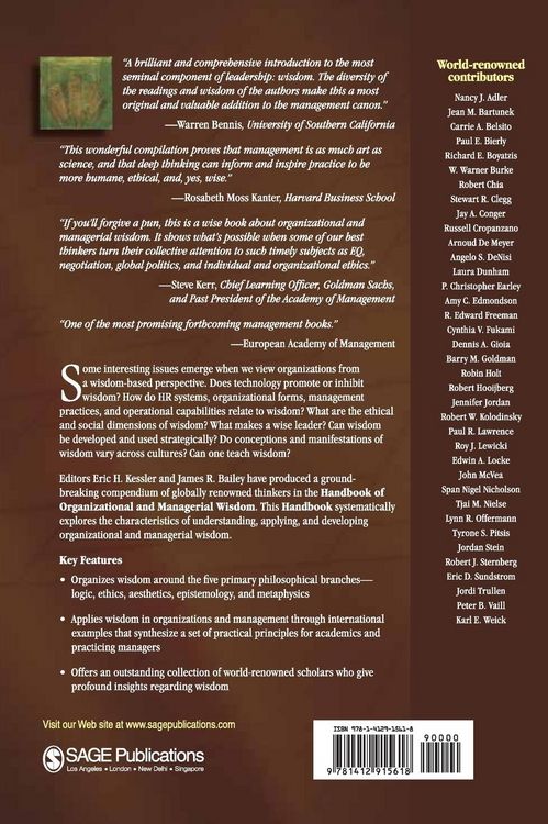 Produktbild: Handbook of Organizational and Managerial Wisdom