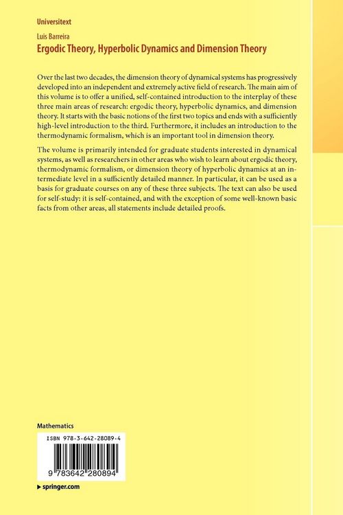 Produktbild: Ergodic Theory, Hyperbolic Dynamics and Dimension Theory