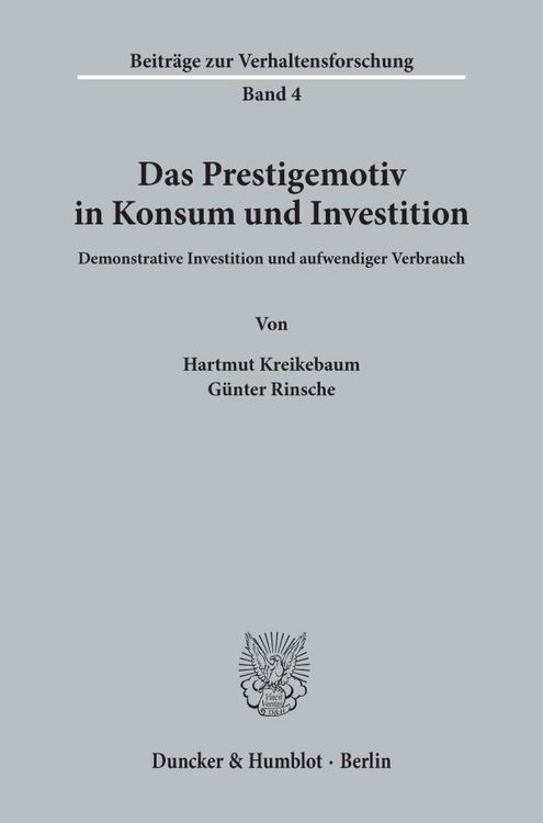 Produktbild: Das Prestigemotiv in Konsum und Investition.
