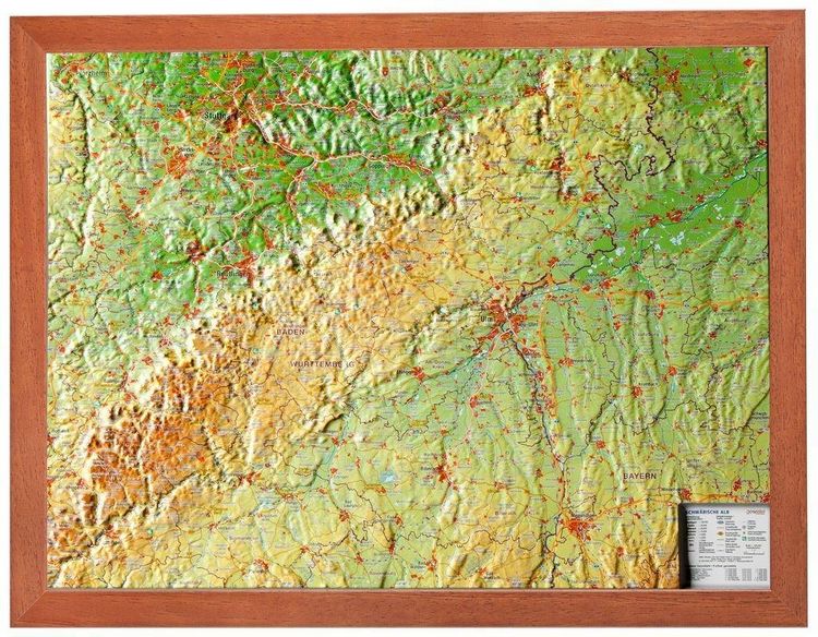 Produktbild: Relief Schw&auml;bische Alb 1:430.000 mit Holzrahmen