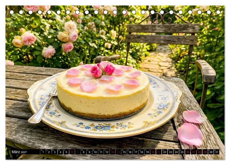 Produktbild: K&auml;sekuchen Kalender - K&ouml;stliche Dessertmomente (Tischkalender 2027 DIN A5 quer), CALVENDO Monatskalender