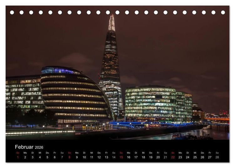 Produktbild: London - Nachts an der Themse (Tischkalender 2026 DIN A5 quer), CALVENDO Monatskalender