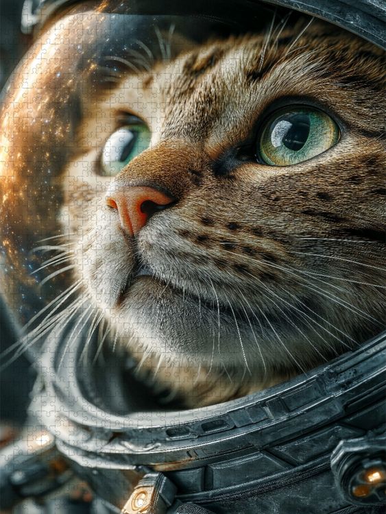 Produktbild: CALVENDO Puzzle Katze mit Raumanzug im Weltall als Astronaut | 2000 Teile Lege-Gr&ouml;&szlig;e 90x67cm Foto-Puzzle f&uuml;r gl&uuml;ckliche Stunden