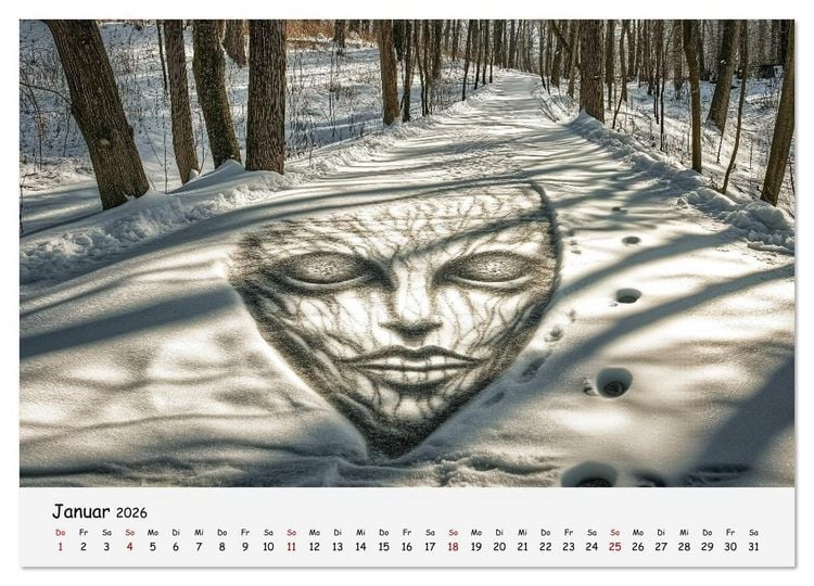 Produktbild: UFOs und Aliens - Au&szlig;erirdische Spuren, verborgene Wahrheit oder blo&szlig;e Fantasie (Wandkalender 2026 DIN A4 quer), CALVENDO Monatskalender