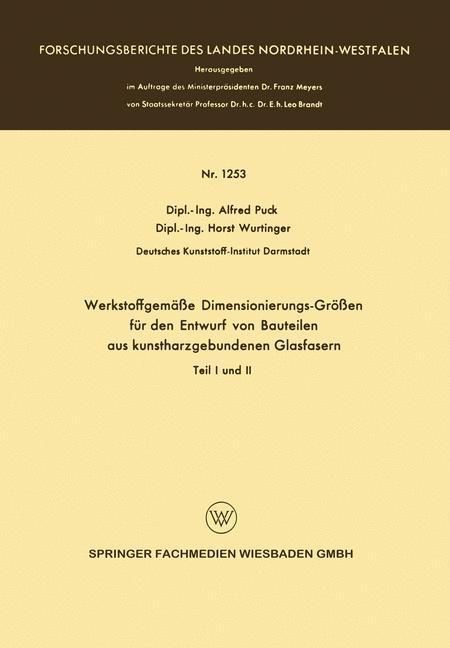 Produktbild: Werkstoffgem&auml;&szlig;e Dimensionierungs-Gr&ouml;&szlig;en f&uuml;r den Entwurf von Bauteilen aus kunstharzgebunen Glasfasern