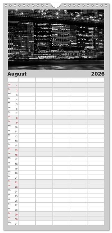 Produktbild: Familienplaner 2026 - NEW YORK Urbaner Flair mit 5 Spalten (Wandkalender, 21 x 45 cm) CALVENDO