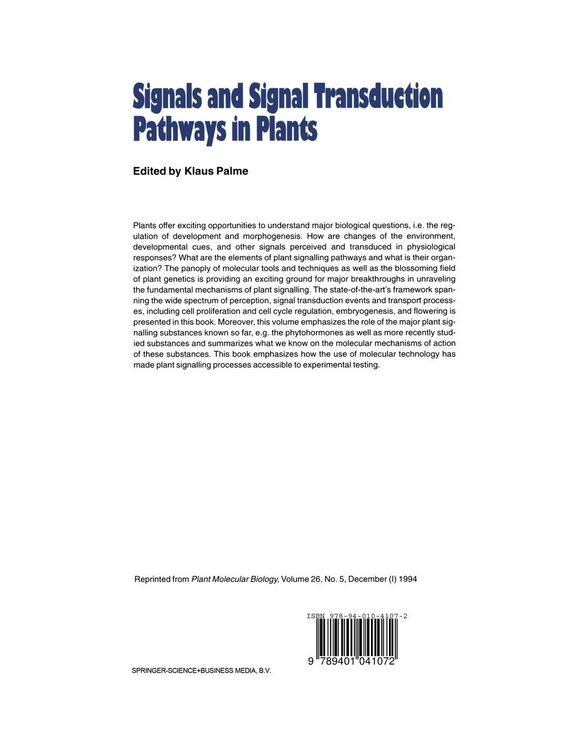 Produktbild: Signals and Signal Transduction Pathways in Plants