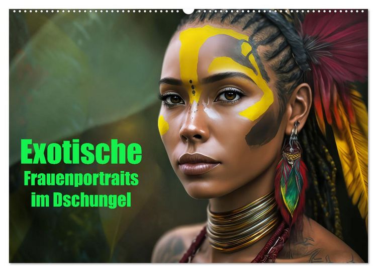 Produktbild: Exotische Frauenportraits im Dschungel (Wandkalender 2026 DIN A2 quer), CALVENDO Monatskalender