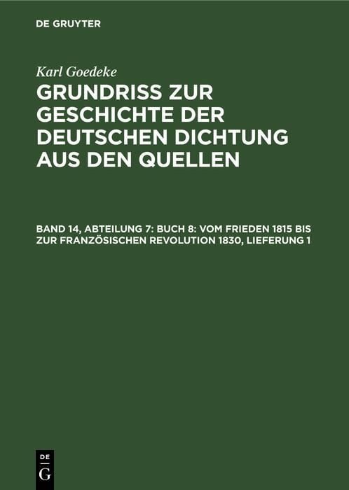 Produktbild: Abteilung 7, Buch 8: Vom Frieden 1815 bis zur franz&ouml;sischen Revolution 1830