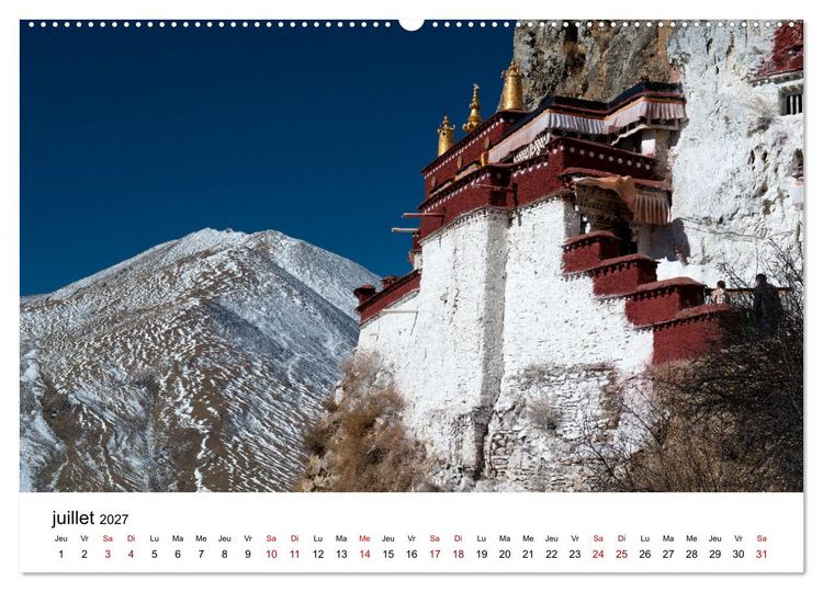 Produktbild: Monast&egrave;res et paysages du Tibet (Calendrier mural 2027 DIN A2 vertical), CALVENDO calendrier mensuel