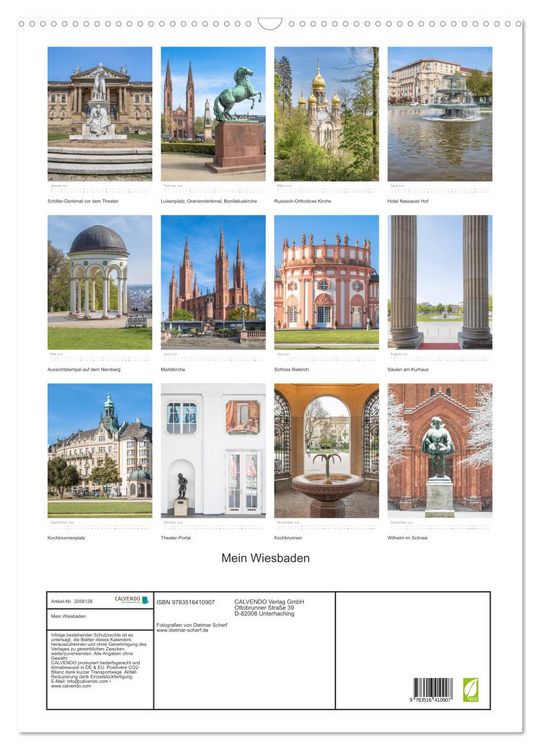 Produktbild: Mein Wiesbaden (Wandkalender 2026 DIN A2 hoch), CALVENDO Monatskalender