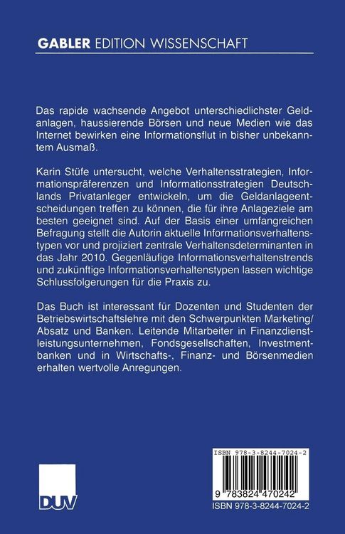 Produktbild: Das Informationsverhalten deutscher Privatanleger