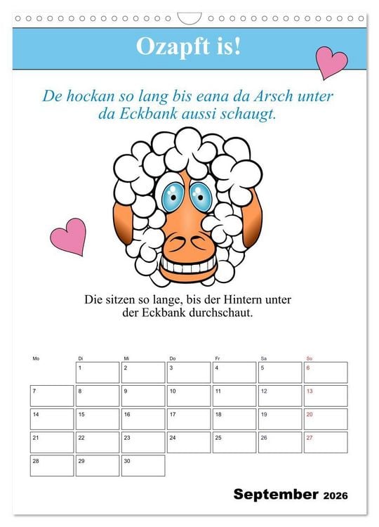 Produktbild: So a Schmarrn! Bairische Mundart (Wandkalender 2026 DIN A3 hoch), CALVENDO Monatskalender