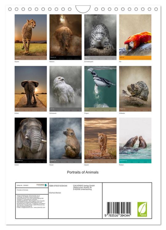 Produktbild: Portraits of Animals (Wandkalender 2026 DIN A4 hoch), CALVENDO Monatskalender