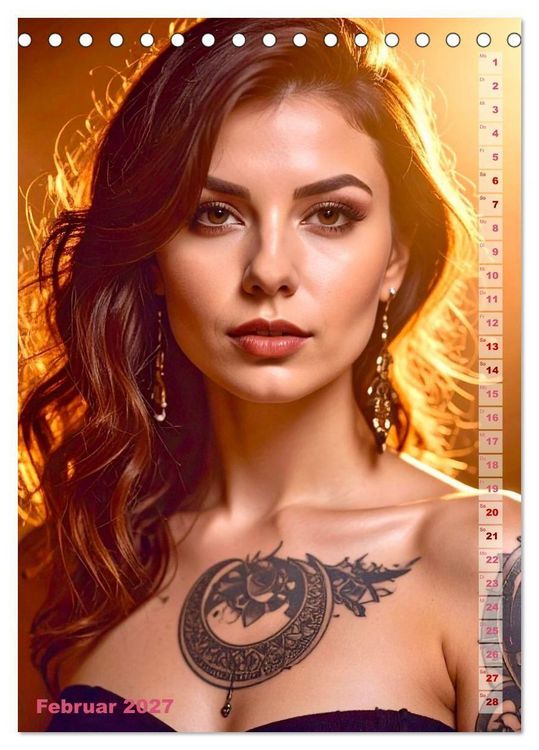 Produktbild: Tattoo Beauties Portraits (Tischkalender 2027 DIN A5 hoch), CALVENDO Monatskalender