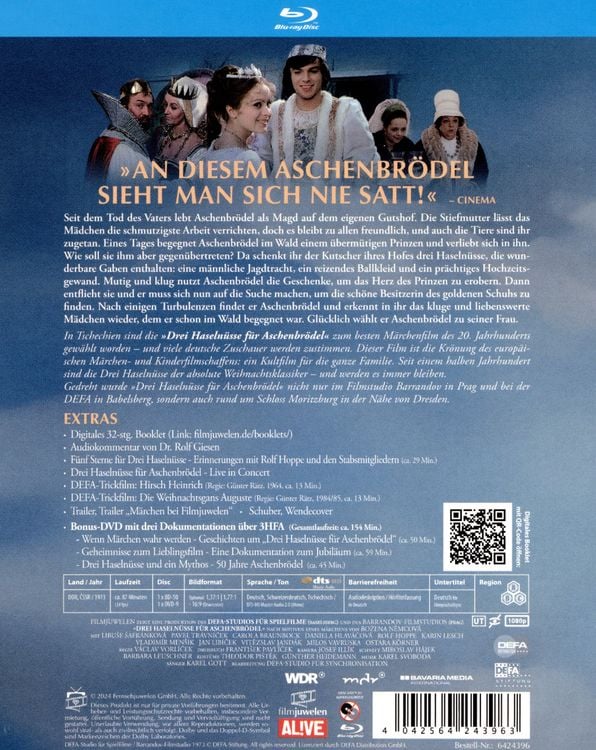 Produktbild: Drei Haseln&uuml;sse f&uuml;r Aschenbr&ouml;del - Special Edition mit Bonus-DVD (Filmjuwelen / DEFA-M&auml;rchen) (Blu-ray + DVD)