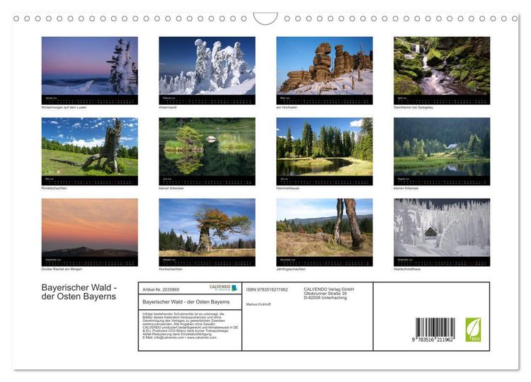 Produktbild: Bayerischer Wald - der Osten Bayerns (Wandkalender 2026 DIN A3 quer), CALVENDO Monatskalender