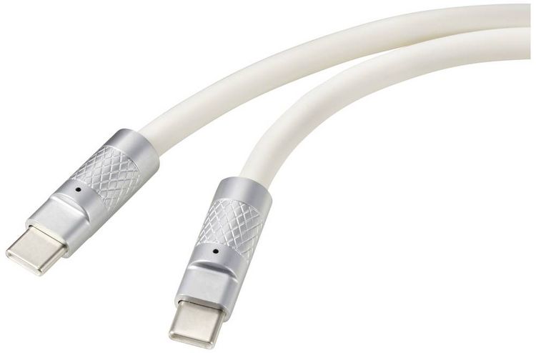 Produktbild: Renkforce USB-C&reg; Kabel USB 2.0 USB-C&reg; Stecker, USB-C&reg; Stecker 1.00m Wei&szlig; RF-6056876