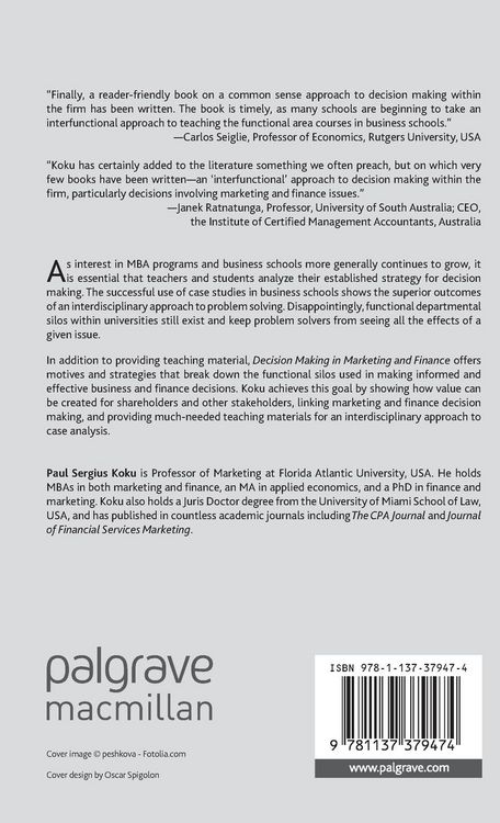 Produktbild: Decision Making in Marketing and Finance