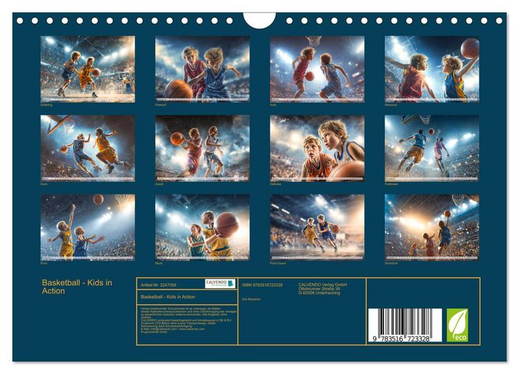 Produktbild: Basketball - Kids in Action (Wandkalender 2026 DIN A4 quer), CALVENDO Monatskalender