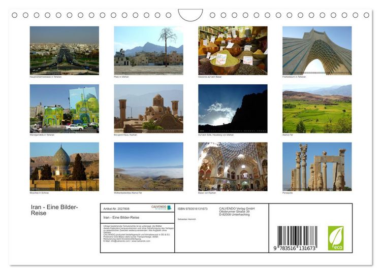 Produktbild: Iran - Eine Bilder-Reise (Wandkalender 2026 DIN A4 quer), CALVENDO Monatskalender