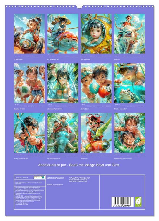 Produktbild: Abenteuerlust pur - Spa&szlig; mit Manga Boys und Girls (hochwertiger Premium Wandkalender 2026 DIN A2 hoch), Kunstdruck in Hochglanz