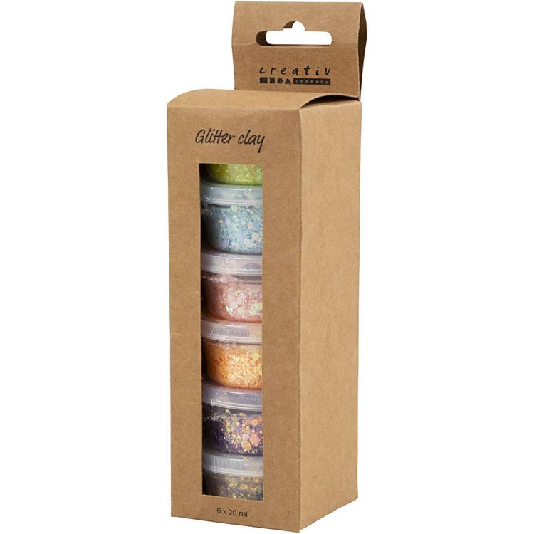 Produktbild: Creativ Company Glitter Clay, Pastellfarben, 6x20 ml