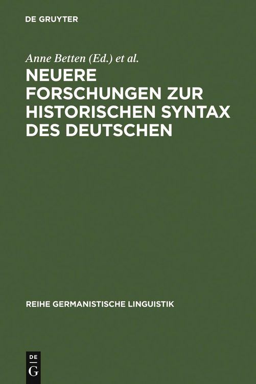 Produktbild: Neuere Forschungen zur historischen Syntax des Deutschen