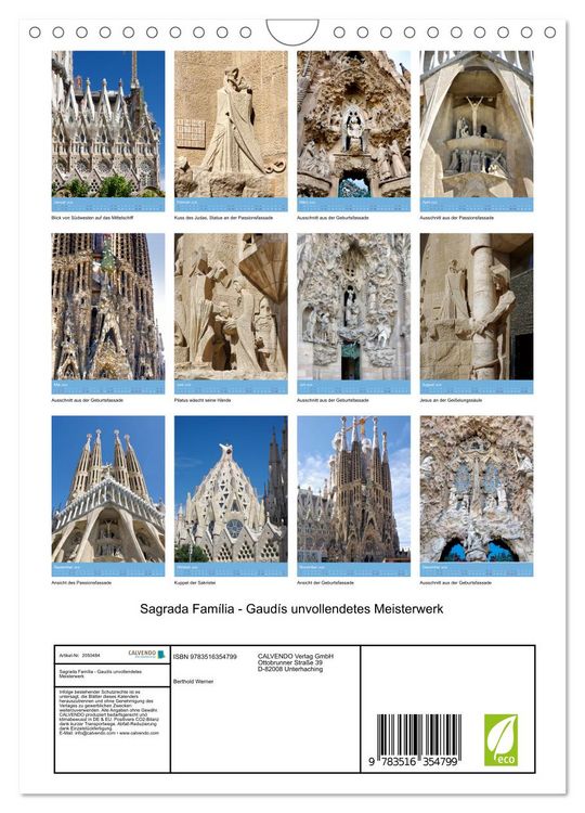 Produktbild: Sagrada Fam&iacute;lia - Gaud&iacute;s unvollendetes Meisterwerk (Wandkalender 2026 DIN A4 hoch), CALVENDO Monatskalender