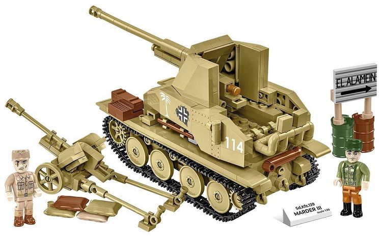 Produktbild: COBI Historical Collection 3131 - Sd.Kfz.139 Marder III, Jagdpanzer, WWII, Ma&szlig;stab 1:35, Bausatz, 486 Klemmbausteine, 2 Figuren
